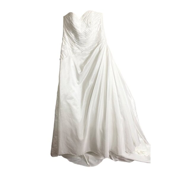 David's Bridal Women's Taffeta A Line Wedding Dress W/Sweetheart Neck - 14W - Picture 3 of 15